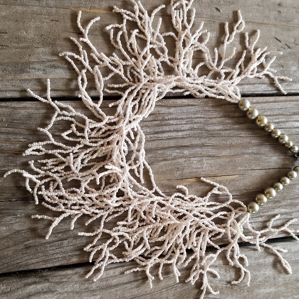 Beautiful hanging beaded blush pink necklace